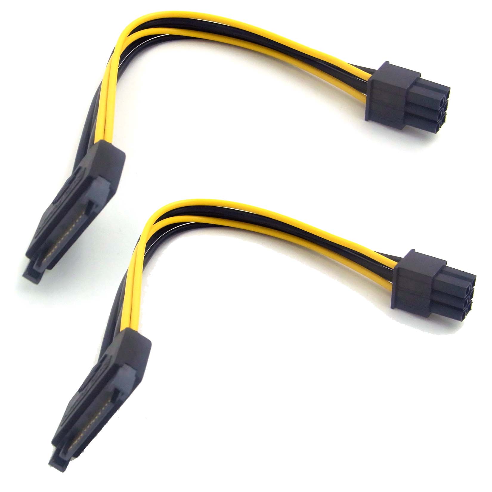 2x Sata 15 Pin Male To 6 Pin Pci Express Pci E Card Power Adapter Cable 20cm Ebay 3550